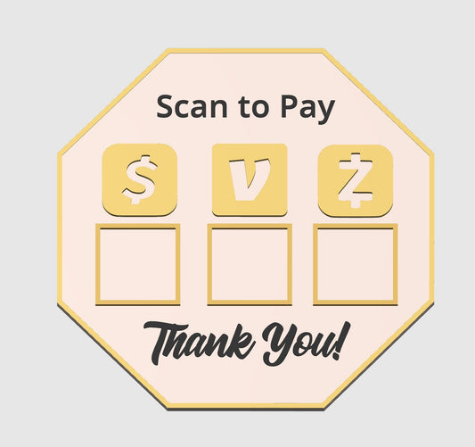 Custom QR Code Scan to Pay Sign, Multiple Payment Options Stand, Pink and Gold Countertop Display for Venmo, Cash App, Zelle