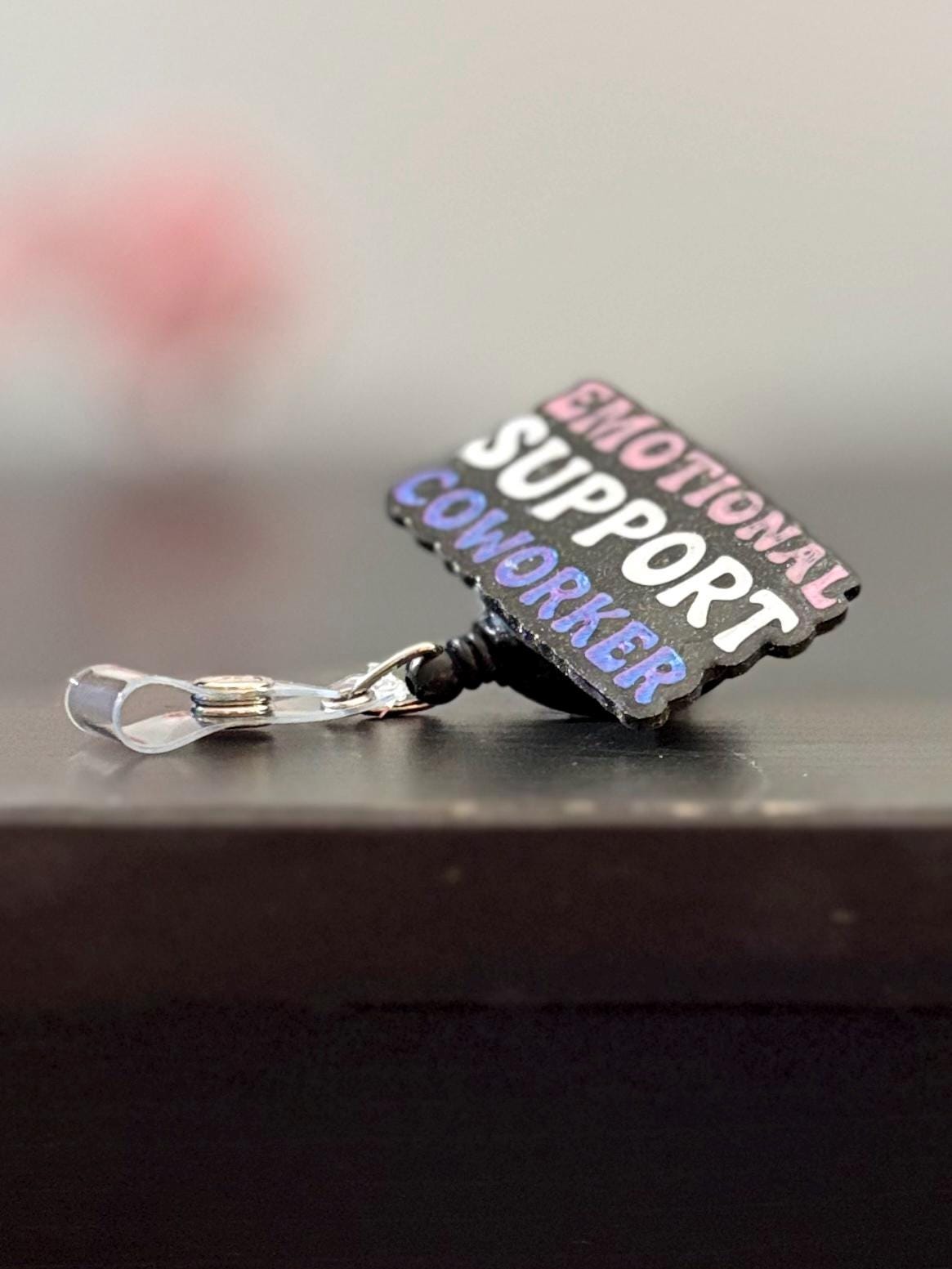 Funny NFC Badge Reel for Nurses and Teachers, Emotional Support Coworker ID Holder, Retractable Name Tag Clip, Snarky Office Gift