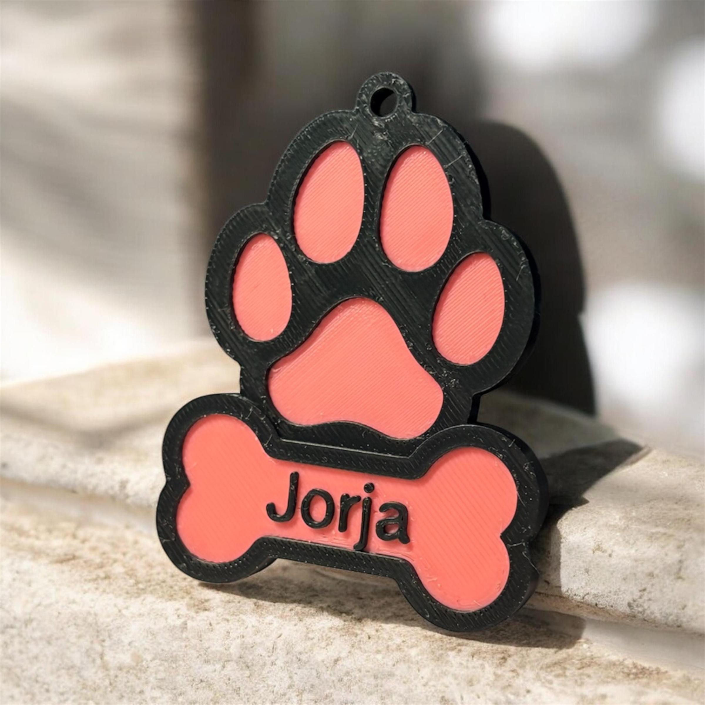 Customized NFC Smart Dog Tag with Paw Print and Bone, 3D Printed – Contactless Pet Safety with Scannable Information, Unique Dual-Layer Tag