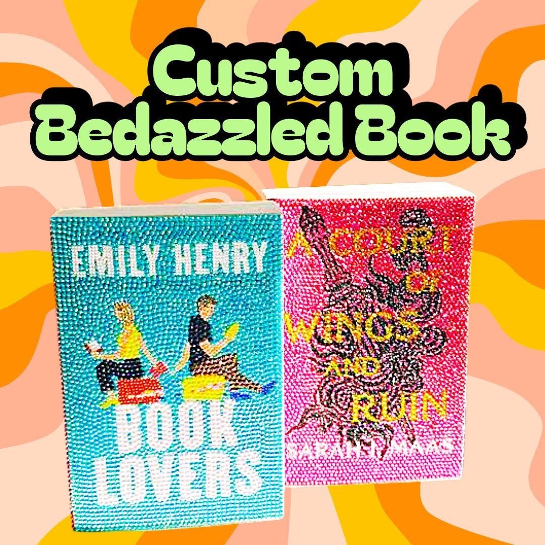 Custom Bedazzled Book Cover - Personalized Rhinestone Paperback - Hand-Stoned Sparkly Hardcover - Unique Book Lover Gift - Bling Stationery
