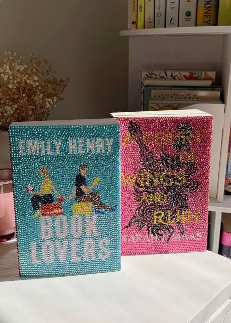 Custom Bedazzled Book Cover - Personalized Rhinestone Paperback - Hand-Stoned Sparkly Hardcover - Unique Book Lover Gift - Bling Stationery