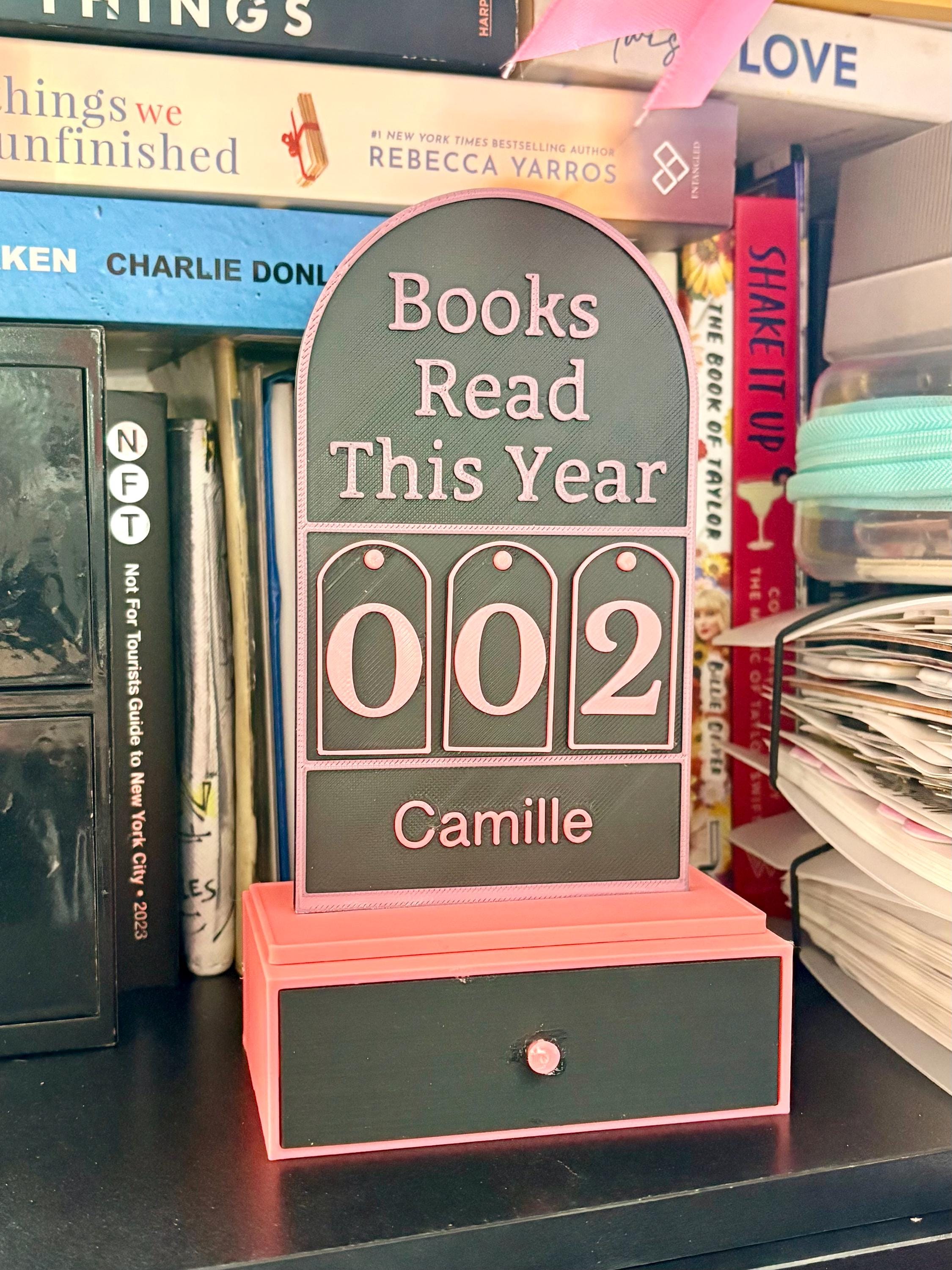 Personalized 3D Printed Book Tracker Sign | Custom Yearly Reading Goal Counter | Bookshelf Decor for Readers | Bookish Gift for Her