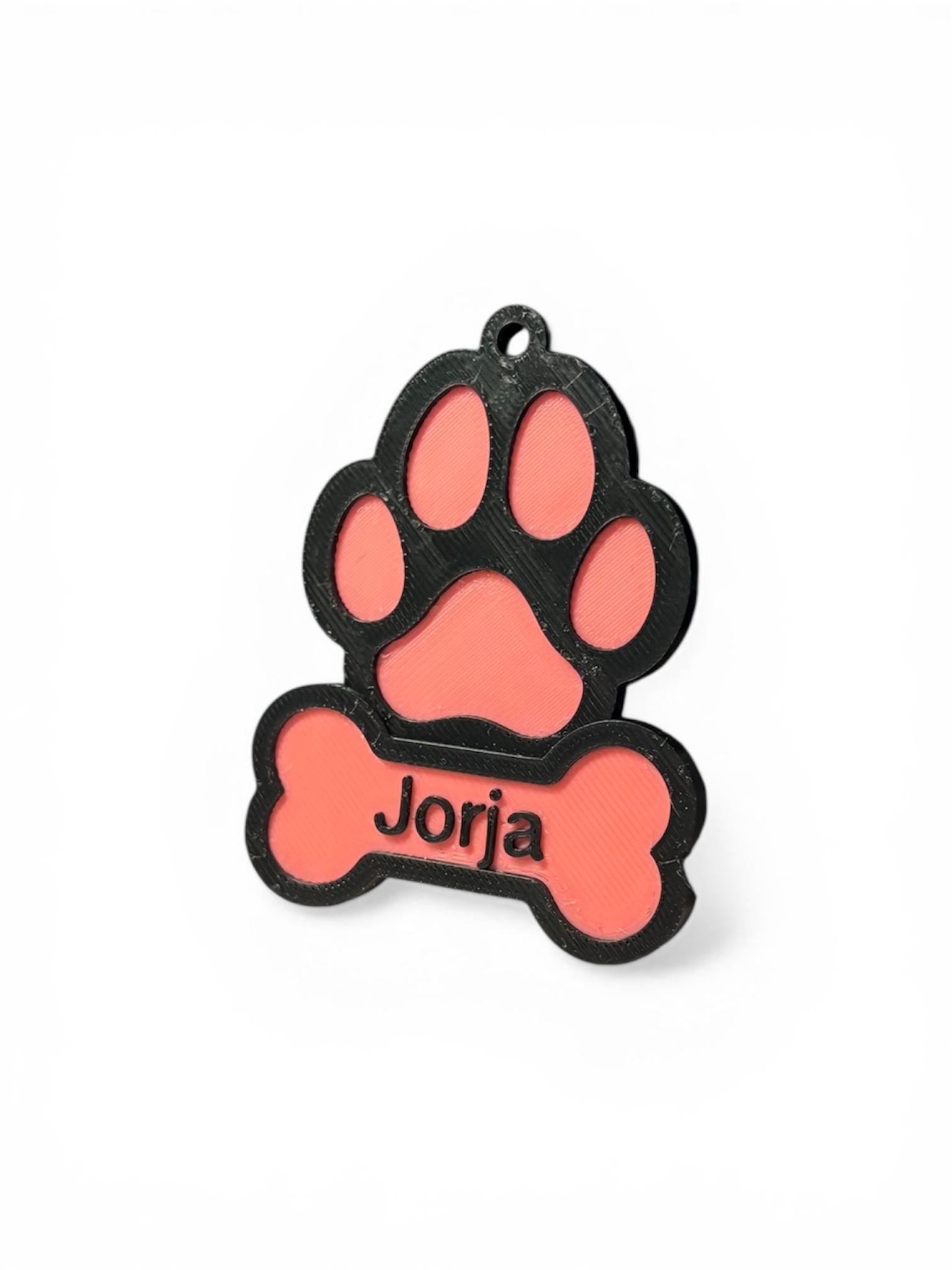 Customized NFC Smart Dog Tag with Paw Print and Bone, 3D Printed – Contactless Pet Safety with Scannable Information, Unique Dual-Layer Tag