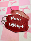 Custom Motel Keychain | Personalized Vintage Hotel Key Tag | Retro Key Ring for Women Men | Custom Name Gift | Bridesmaid & Wedding Favors