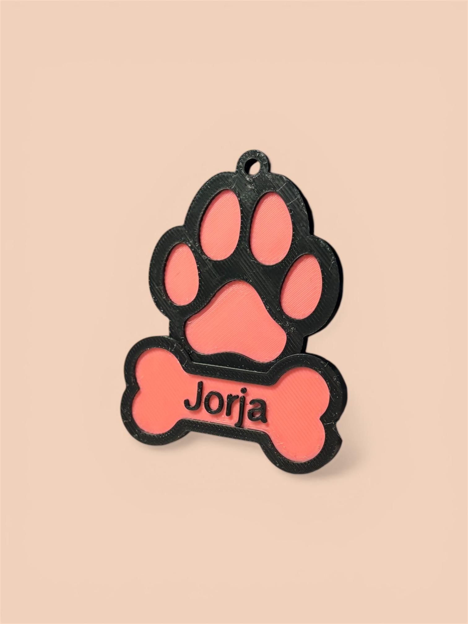 Customized NFC Smart Dog Tag with Paw Print and Bone, 3D Printed – Contactless Pet Safety with Scannable Information, Unique Dual-Layer Tag
