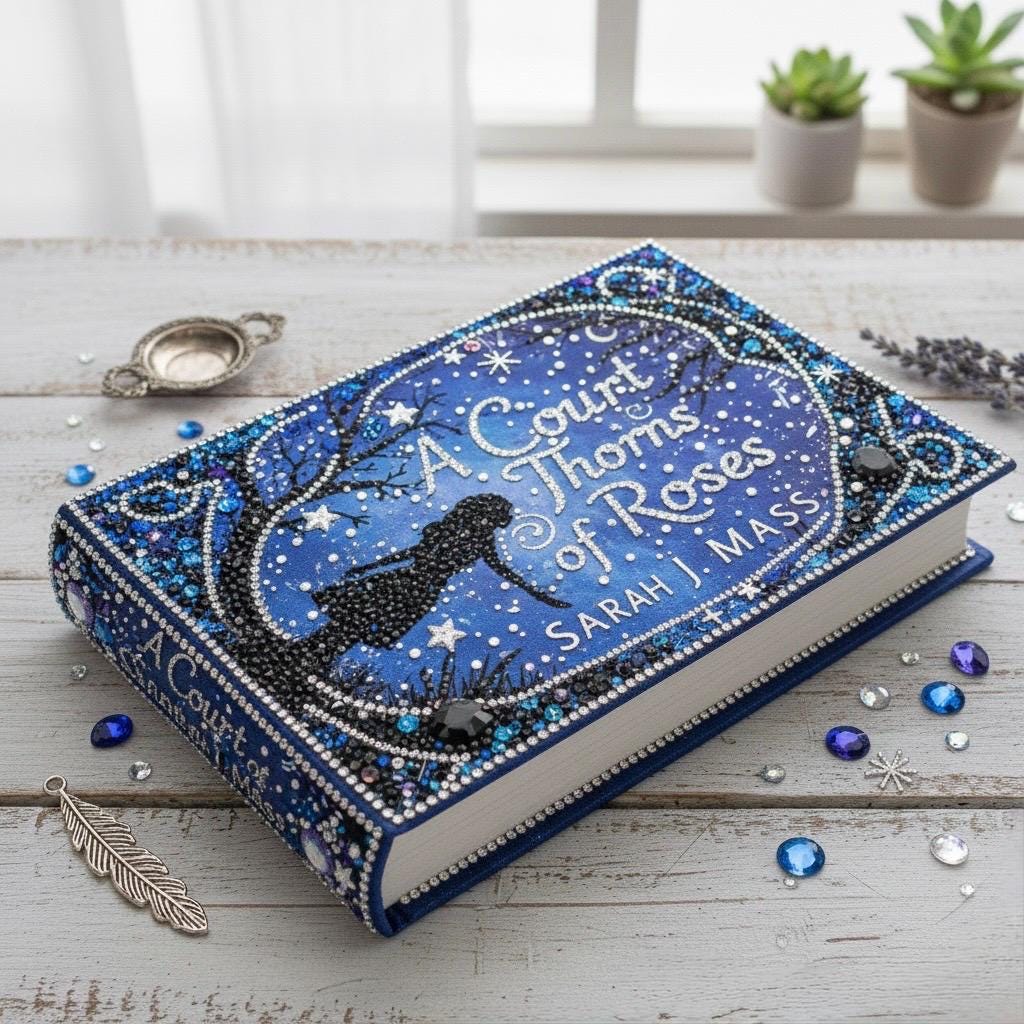 Custom Bedazzled Book Cover - Personalized Rhinestone Paperback - Hand-Stoned Sparkly Hardcover - Unique Book Lover Gift - Bling Stationery