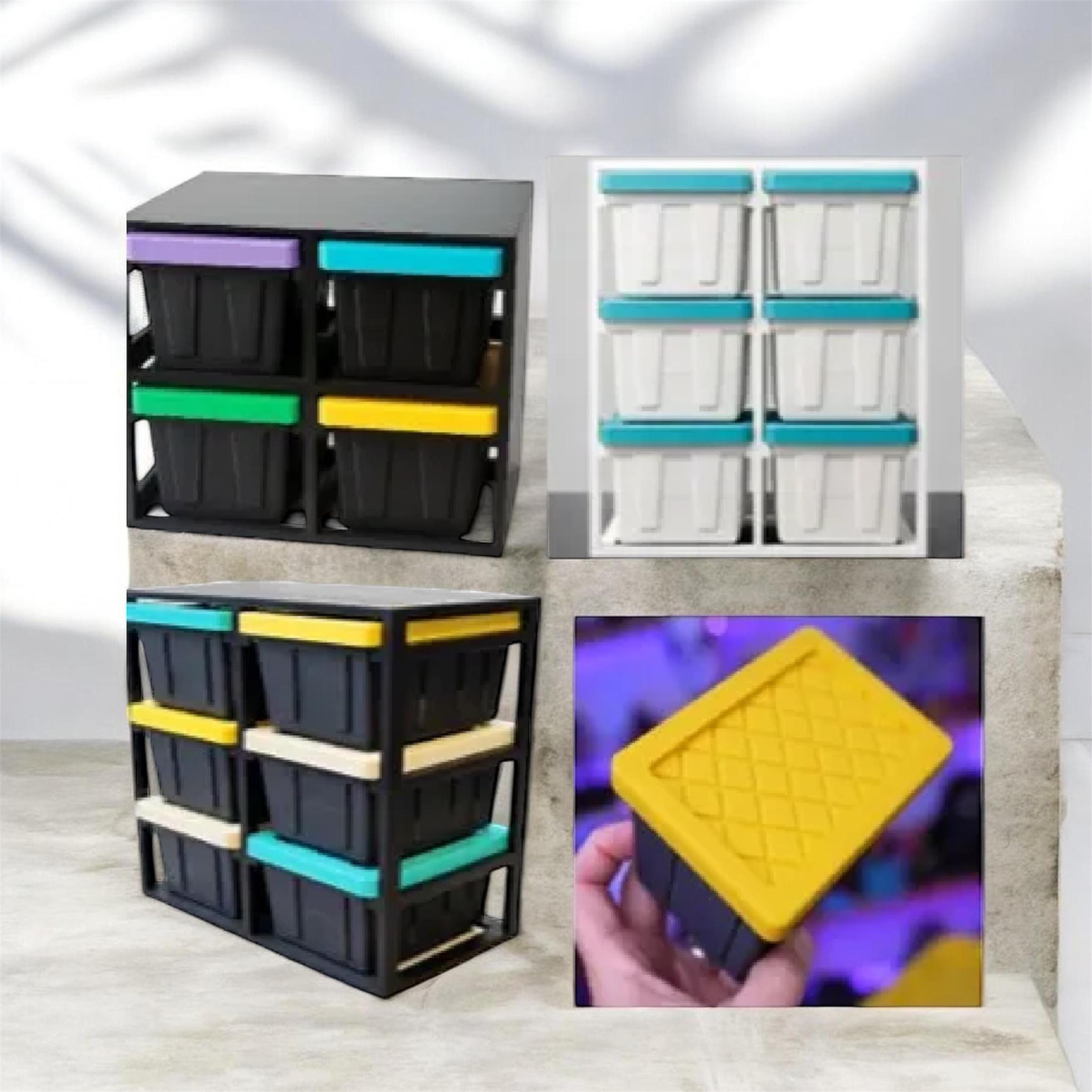 Small Desktop Storage Drawers - Colorful Mini Tote Rack - Aesthetic Office Organizer - Tiny Bin Set for Paperclips, Screws, and Small Parts