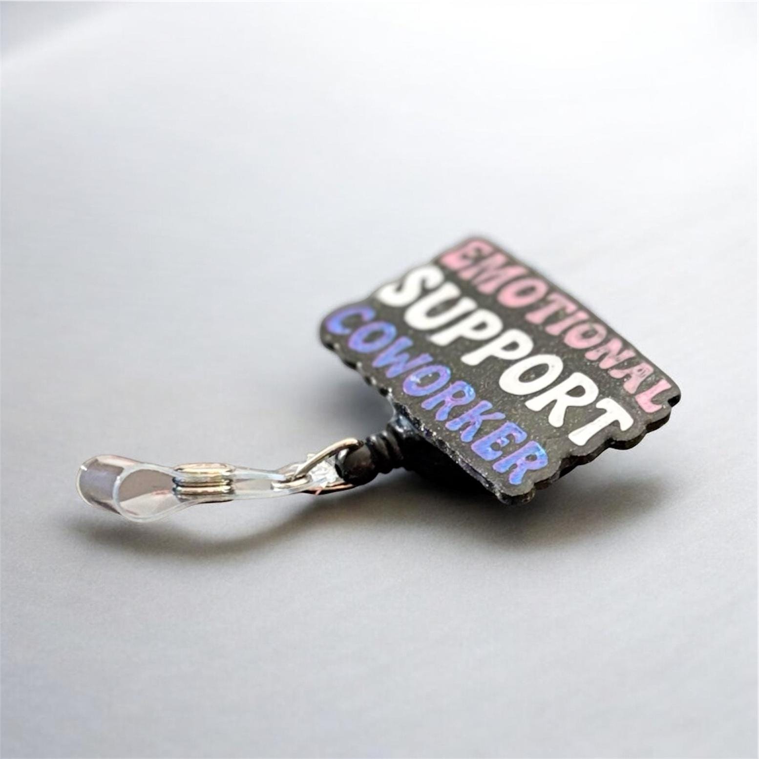 Funny NFC Badge Reel for Nurses and Teachers, Emotional Support Coworker ID Holder, Retractable Name Tag Clip, Snarky Office Gift