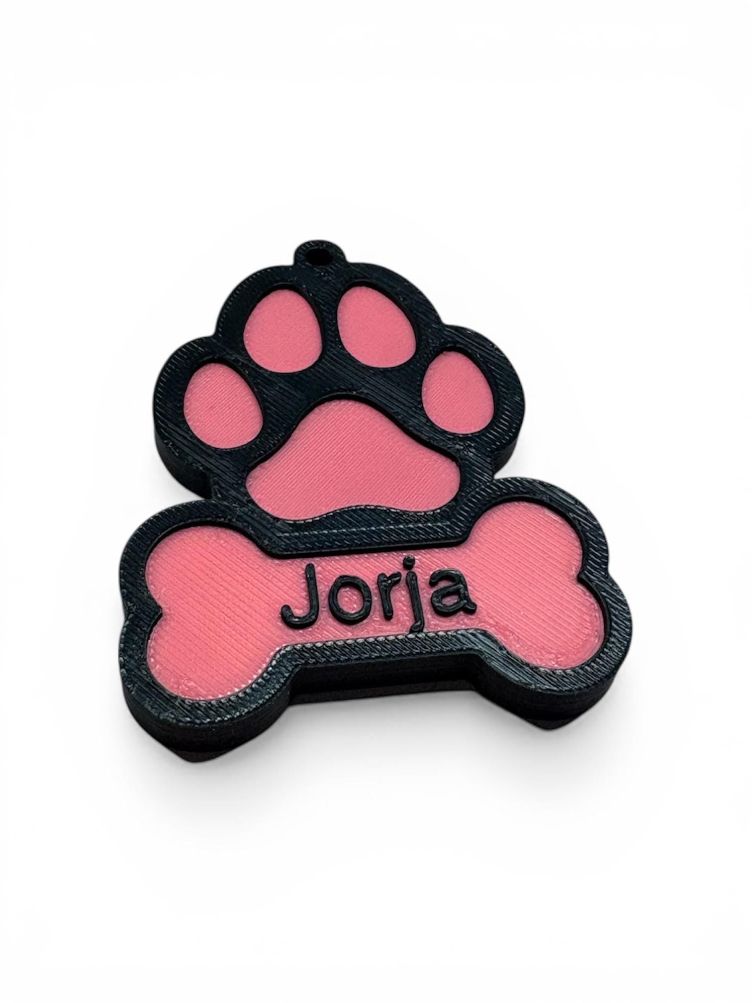 Customized NFC Smart Dog Tag with Paw Print and Bone, 3D Printed – Contactless Pet Safety with Scannable Information, Unique Dual-Layer Tag