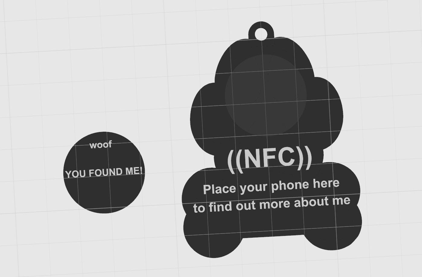 Customized NFC Smart Dog Tag with Paw Print and Bone, 3D Printed – Contactless Pet Safety with Scannable Information, Unique Dual-Layer Tag