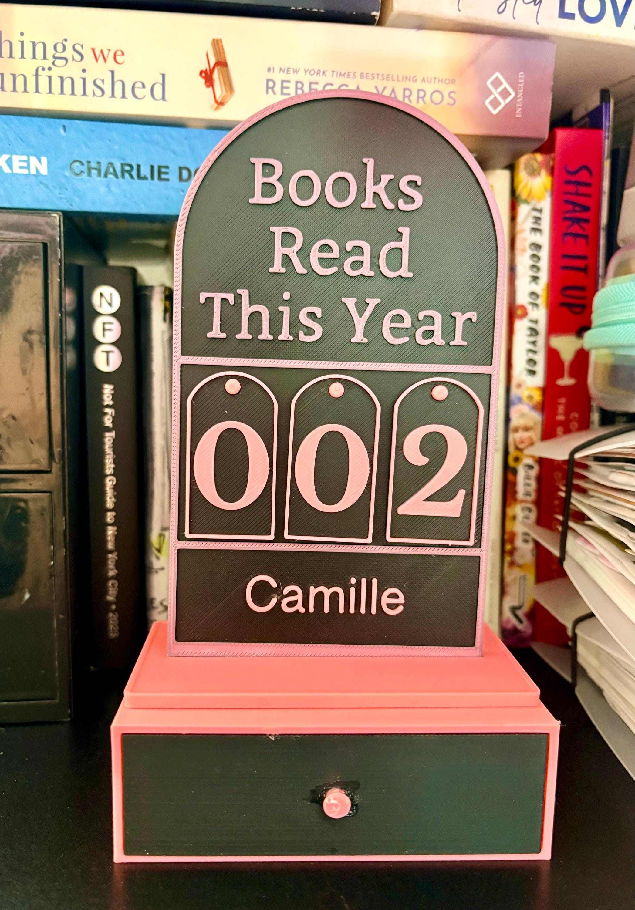 Personalized 3D Printed Book Tracker Sign | Custom Yearly Reading Goal Counter | Bookshelf Decor for Readers | Bookish Gift for Her