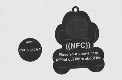 Customized NFC Smart Dog Tag with Paw Print and Bone, 3D Printed – Contactless Pet Safety with Scannable Information, Unique Dual-Layer Tag