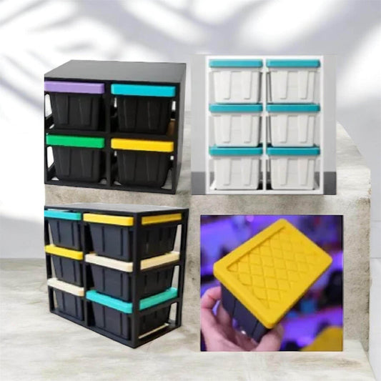 Small Desktop Storage Drawers - Colorful Mini Tote Rack - Aesthetic Office Organizer - Tiny Bin Set for Paperclips, Screws, and Small Parts