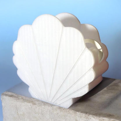 Viral Sensation! Handcrafted 3D Printed Pearl White Clamshell Shoulder Bag with Chunky Chain Handle - Aesthetic Mermaidcore Crossbody