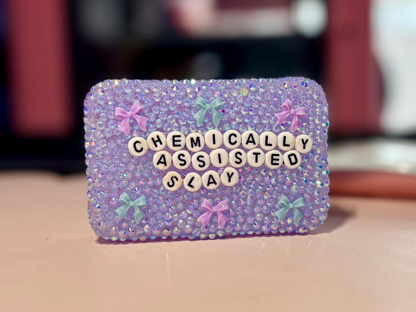 Bedazzled Pill Box | Rhinestone Travel Pill Case | Cute Sparkly Medicine Holder | "Happy Pills" & "Pills Baby"  Organizer | Gift for Her