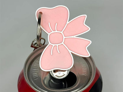 Custom Name Bag Charm with Whistle and Clicker | Personalized Pink Bow Soda Can Opener Keychain | Cute Beaded Backpack Accessory Gift