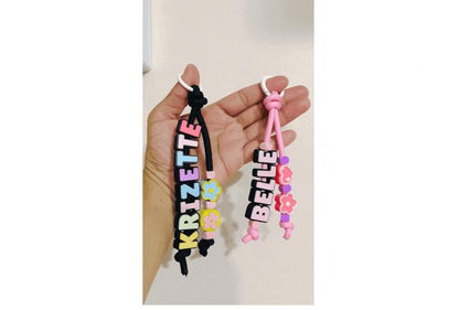 Custom Name Bag Charm with Whistle and Clicker | Personalized Pink Bow Soda Can Opener Keychain | Cute Beaded Backpack Accessory Gift